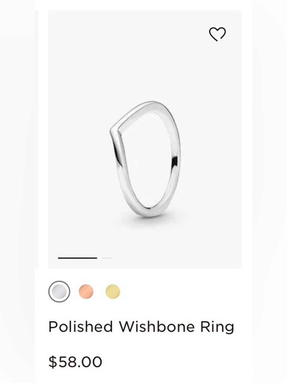 Pandora Silver Sparkling and polished wishbone Ring Set - Picture 6 of 6